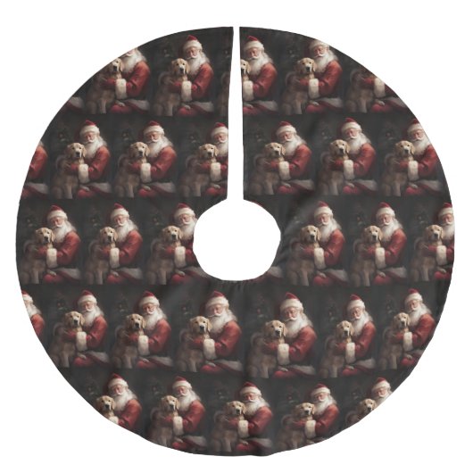 Goldener Retriever mit Weihnachten Polyester Weihnachtsbaumdecke (Vorderseite)