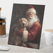 Goldener Retriever mit Weihnachten Sockelschild (In Situ)