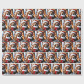 Goldener Retriever mit Weihnachten Strumpf Geschenkpapier (Flach)