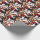 Goldener Retriever mit Weihnachten Strumpf Geschenkpapier (Ecke)