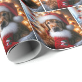 Goldener Retriever mit Weihnachten Strumpf Geschenkpapier (Rolleneckpunkt)