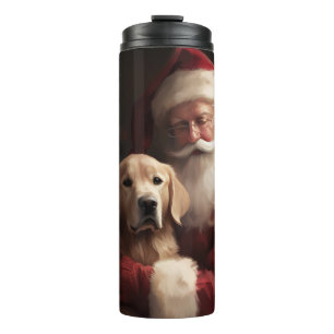 Goldener Retriever mit Weihnachten Thermosbecher