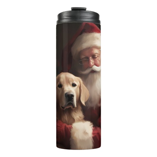 Goldener Retriever mit Weihnachten Thermosbecher (Vorderseite)