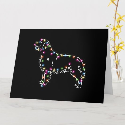Goldener Retriever mit Weihnachts-Light Happy Xmas Karte (Gelbe Blume)