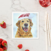 Goldener Retriever mit Weihnachts-Weihnachtsmannmü Serviette (Beispiel)