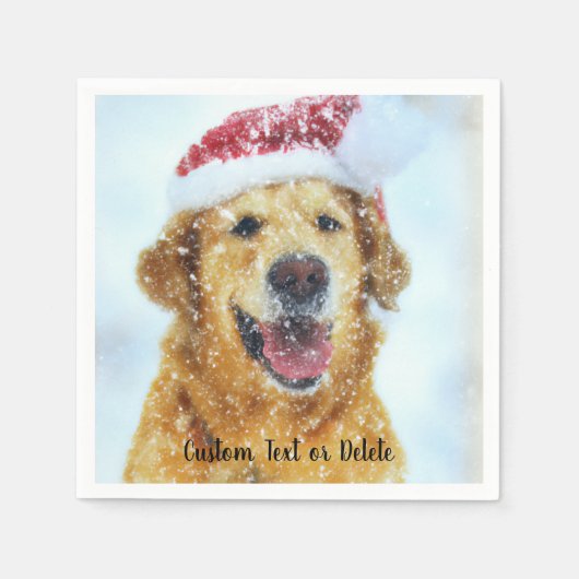 Goldener Retriever mit Weihnachts-Weihnachtsmannmü Serviette (Vorderseite)