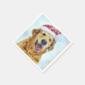 Goldener Retriever mit Weihnachts-Weihnachtsmannmü Serviette (Ecke)