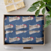 Goldener Retriever mit Weihnachtskappe Seidenpapier (Geschenk)