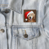 Goldener Retriever mit Weihnachtsmannmütze Button (Beispiel)