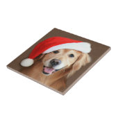 Goldener Retriever mit Weihnachtsmannmütze Fliese (Seite)