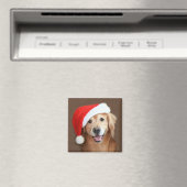 Goldener Retriever mit Weihnachtsmannmütze Magnet (In Situ (Geschirrspüler))