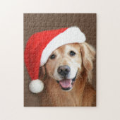 Goldener Retriever mit Weihnachtsmannmütze Puzzle (Vertikal)