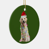 Goldener Retriever mit Weihnachtsschaben Santa Keramik Ornament (Rechts)