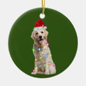 Goldener Retriever mit Weihnachtsschaben Santa Keramik Ornament (Vorne)
