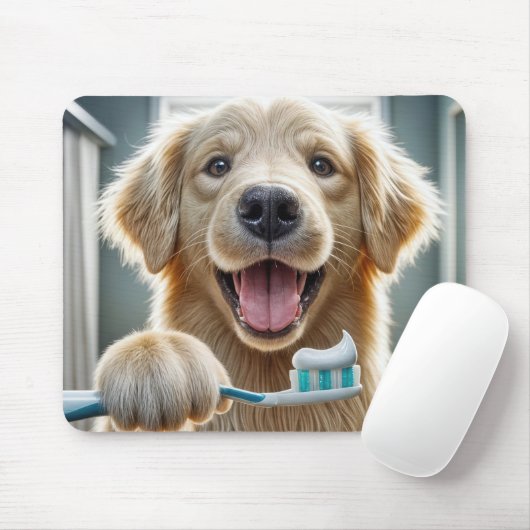 Goldener Retriever mit Zahnbürste Mousepad (Mit Mouse)