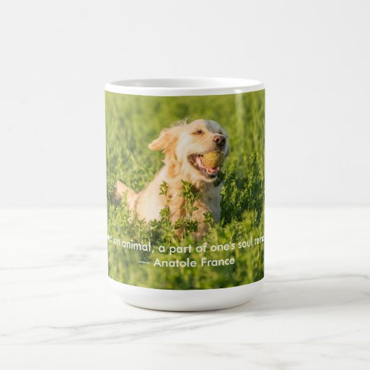 Goldener Retriever mit Zitat Kaffeetasse (Mittel)