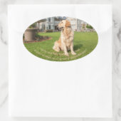 Goldener Retriever mit Zitat-Oval-Aufkleber Ovaler Aufkleber (Tasche)