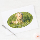 Goldener Retriever mit Zitat Ovaler Aufkleber (Umschlag)