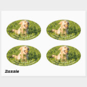 Goldener Retriever mit Zitat Ovaler Aufkleber (Blatt)