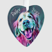 Goldener Retriever-Name-Jahr-Neon-Weihnachten Ornament (Vorderseite)