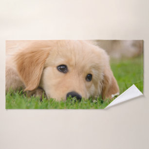 Goldener Retriever-niedlicher Welpe träumt Badhandtuch Set