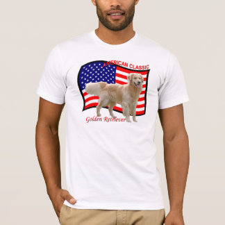 Goldener Retriever-patriotisches T - Shirtweiß T-Shirt