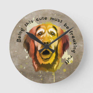 Goldener Retriever Pop Art Style Runde Wanduhr