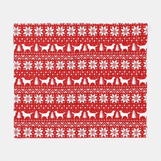 Goldener Retriever-Silhouette-Weihnachtsmuster Fleecedecke (Vorderseite (Horizontal))