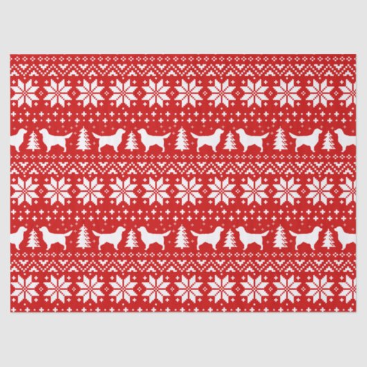 Goldener Retriever-Silhouette-Weihnachtsmuster Seidenpapier (Vorderseite)