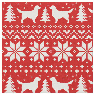 Goldener Retriever-Silhouette-Weihnachtsmuster Stoff