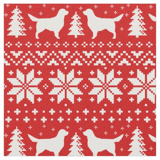 Goldener Retriever-Silhouette-Weihnachtsmuster Stoff (Nahaufnahme)