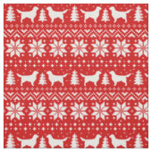 Goldener Retriever-Silhouette-Weihnachtsmuster Stoff (Muster)