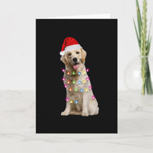 goldener Retriever sitzt mit Weihnachten Karte