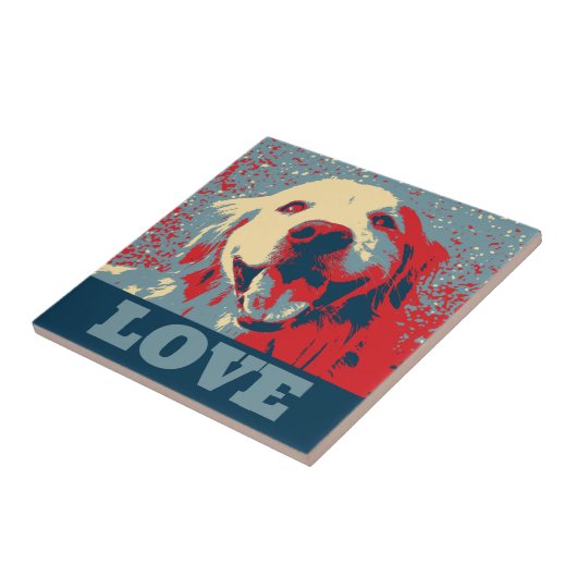 Goldener Retriever-Stylized Liebe Fliese (Seite)