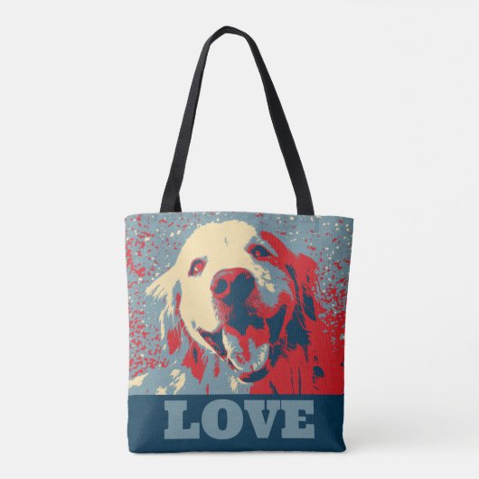 Goldener Retriever-Stylized Liebe Tasche (Rückseite)