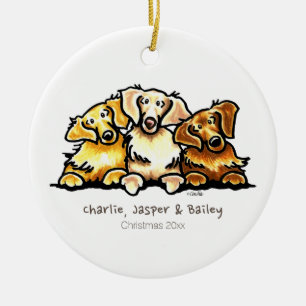 Goldener Retriever-Trio personalisiert Keramikornament