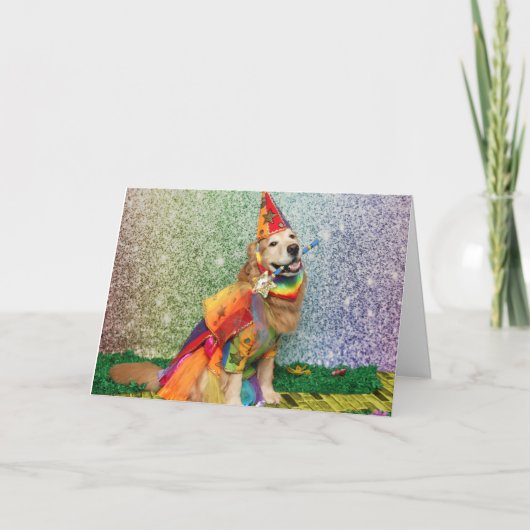 Goldener Retriever über den Regenbogen Geburtstag Karte (Vorderseite)
