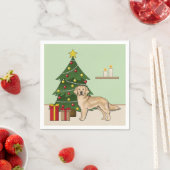 Goldener Retriever und festlicher Weihnachtsbaum Serviette (Beispiel)