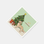 Goldener Retriever und festlicher Weihnachtsbaum Serviette (Ecke)