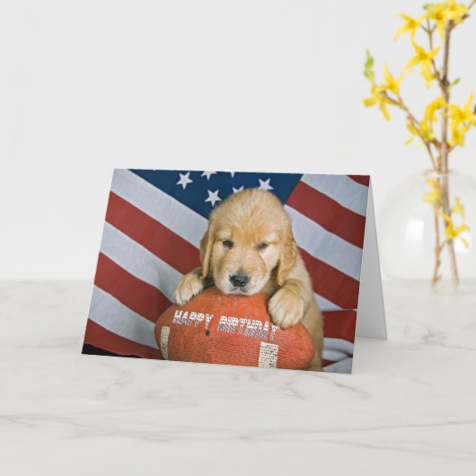 Goldener Retriever und Fußball Geburtstag Karte (Gelbe Blume)