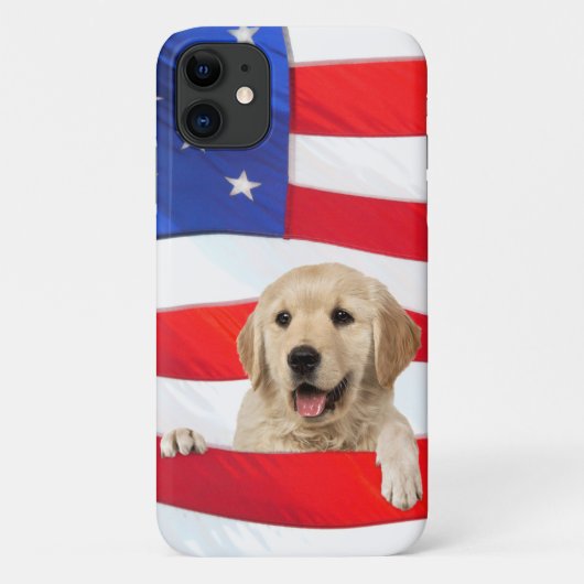 Goldener Retriever unter amerikanischer Flagge Case-Mate iPhone Hülle (Rückseite)