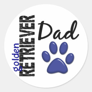 Goldener Retriever Vater 2 Runder Aufkleber