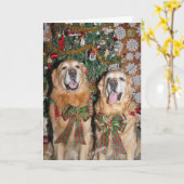Goldener Retriever vom Weihnachtsbaum Karte (Gelbe Blume)