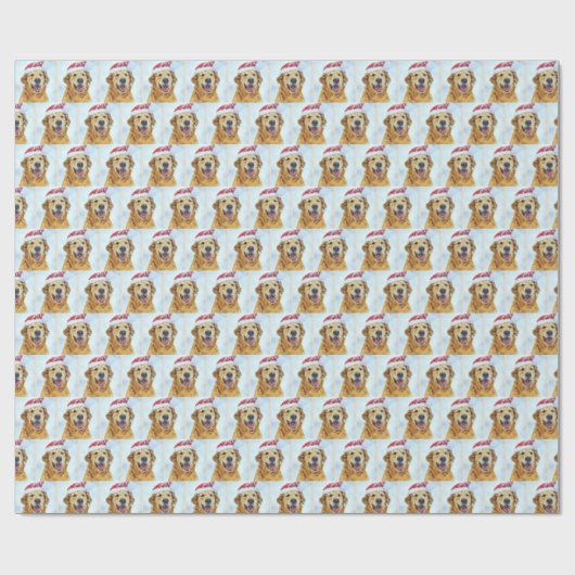 Goldener Retriever, Weihnachts-Weihnachtsmannmütze Geschenkpapier (Flach)