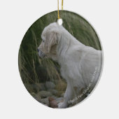 Goldener Retriever-Welpe stehend Keramikornament (Links)