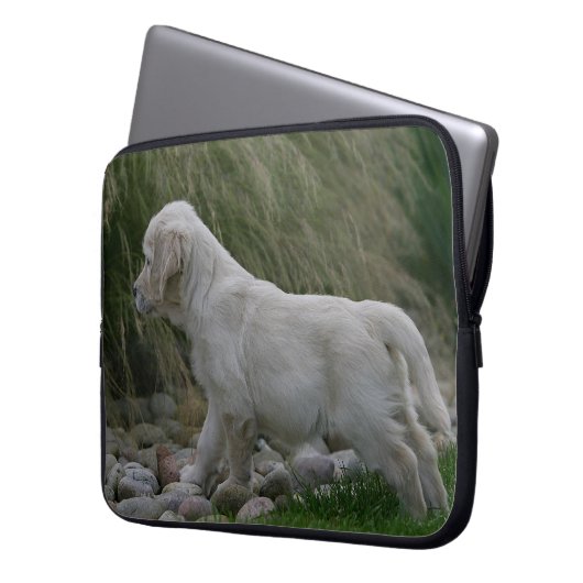 Goldener Retriever-Welpe stehend Laptopschutzhülle (Vorderseite Links)