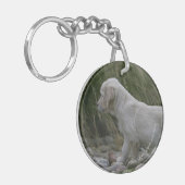 Goldener Retriever-Welpe stehend Schlüsselanhänger (Vorderseite links)