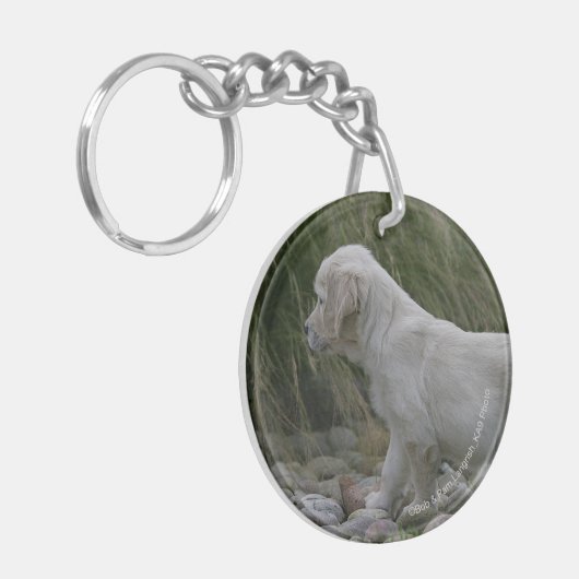 Goldener Retriever-Welpe stehend Schlüsselanhänger (Vorderseite links)