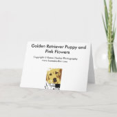 Goldener Retriever-Welpe und rosa Blumen Karte (Rückseite)