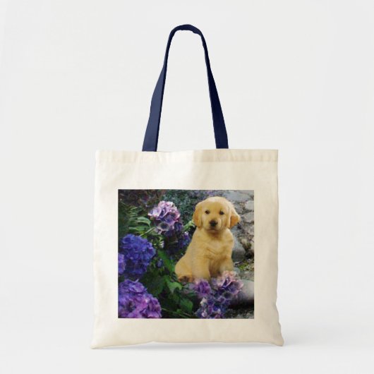 Goldener Retrieverhydrangea-Taschen-Tasche Tragetasche (Vorne)